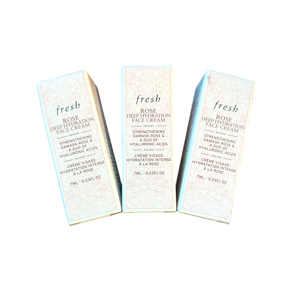 3x FRESH ROSE DEEP HYDRATION Face Cream Moisturizer Travel Size 7ml each *T